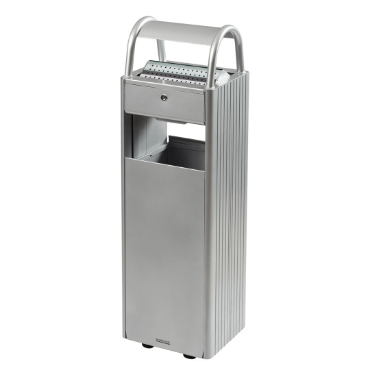 Poubelle Extérieure 30L Avec Cendrier Intégré - Acier Inoxydable - Pour Intérieur & Extérieur - Seau Amovible