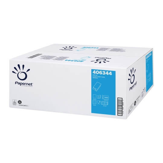 Boite Essuie mains en serviette pliage V Feuilles 23 x 24 cm (couleur verte) Papernet