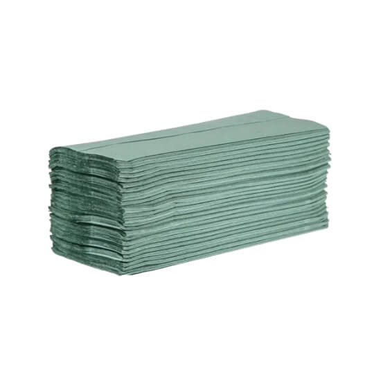 Paquet Essuie mains en serviette pliage V Feuilles 23 x 24 cm (couleur verte) Papernet