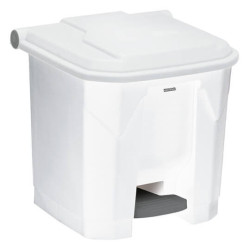 Poubelle plastique alimentaire à pédale blanche 30L