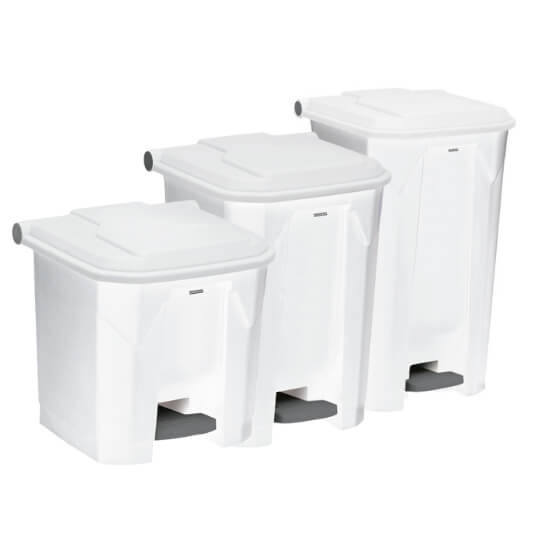 Poubelle plastique alimentaire à pédale blanche 30L, 45L, et 90L