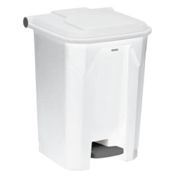 Poubelle plastique alimentaire à pédale blanche 45L