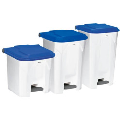 Poubelle plastique alimentaire à pédale couvercle bleu 30L, 45L et 90L