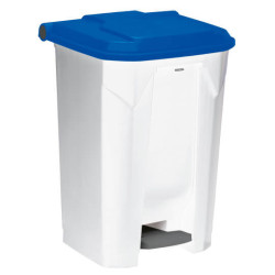 Poubelle plastique alimentaire à pédale couvercle bleu 45L