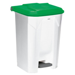 Poubelle plastique alimentaire à pédale couvercle vert 45L