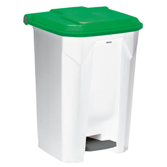 Poubelle plastique alimentaire à pédale couvercle vert 45L