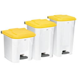 Poubelle plastique alimentaire à pédale couvercle jaune 30L, 45L et 90L
