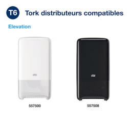 2 distributeurs Rouleau papier toilette compact Tork T6 Premium