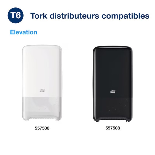 2 distributeurs Rouleau papier toilette compact Tork T6 Premium