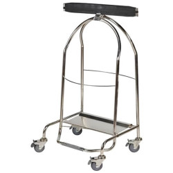 Porte sac poubelle 100L à pinces 4 roues/inox