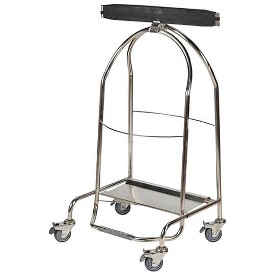 Porte sac poubelle 100L à pinces 4 roues/inox