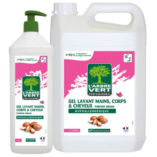 Gel Lavant mains, corps et cheveux L'Arbre Vert aux extraits d’Argan