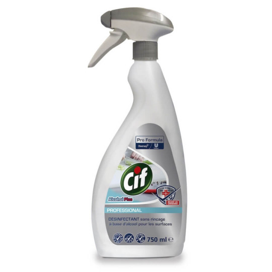 Désinfection des surfaces en spray Cif Alcohol Plus Professionnal 750ml