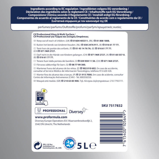 Nettoyant vitres et surfaces CIF professionnel 5L