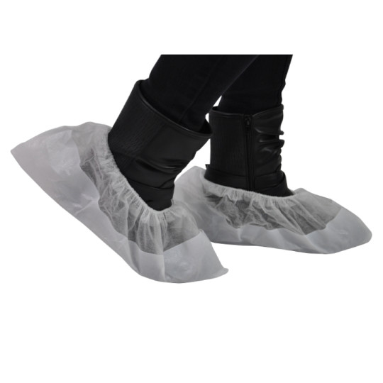 Surchaussures jetables PLP blanche non tissé avec semelle PE BD
