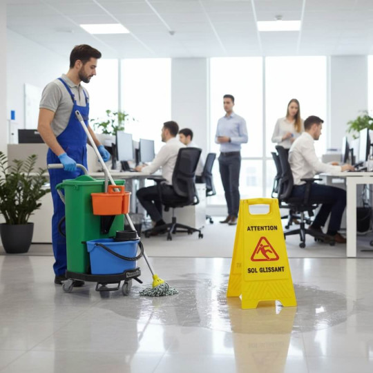 Panneau sol glissant en entreprise