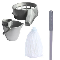 Balai espagnol microfibre - manche alu + seau essoreur