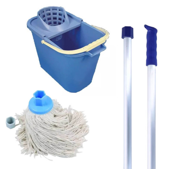 Balai espagnol type Mery - manche alu + seau essoreur 12L