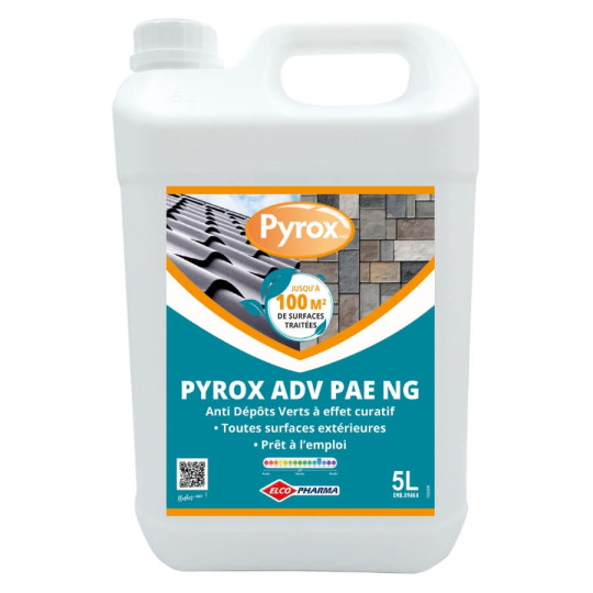 Nettoyant toiture, terrasse et mur Pyrox ADV PAE NG - Anti dépôts verts 5L