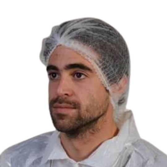 100 Charlottes blanches à clips non tissée avec élastique