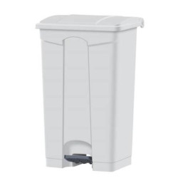 Poubelle à pédale 87L blanche alimentaire (pédale et roulettes)