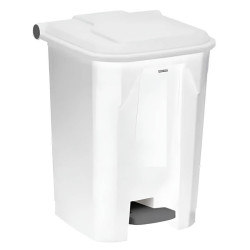Poubelle plastique alimentaire à pédale blanche 45L couvercle blanc