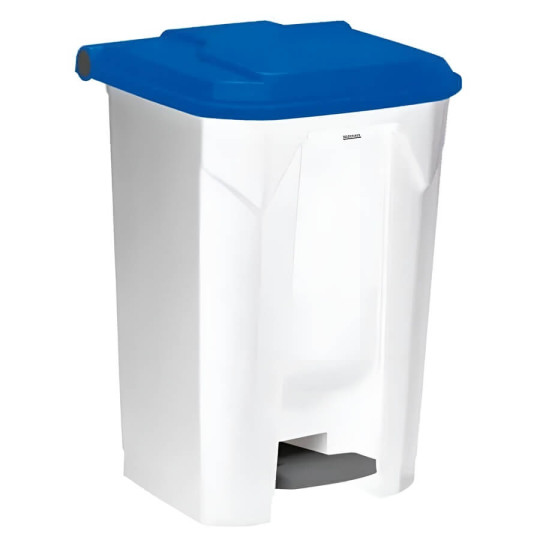 Poubelle plastique alimentaire à pédale 45L couvercle bleu