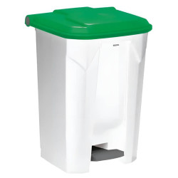 Poubelle plastique alimentaire à pédale 45L couvercle vert