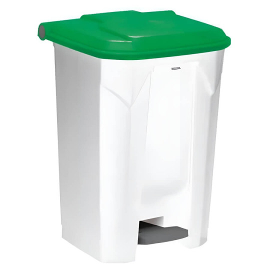 Poubelle plastique alimentaire à pédale 45L couvercle vert