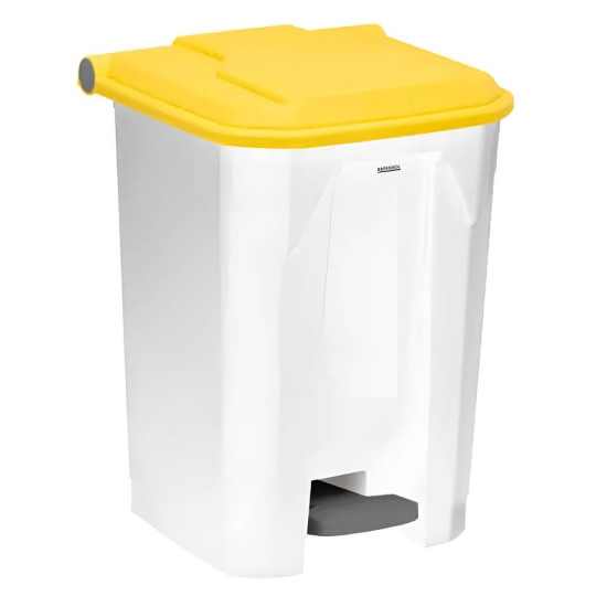 Poubelle plastique alimentaire à pédale 45L couvercle jaune