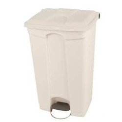 Poubelle plastique alimentaire à pédale blanche 90L couvercle blanc