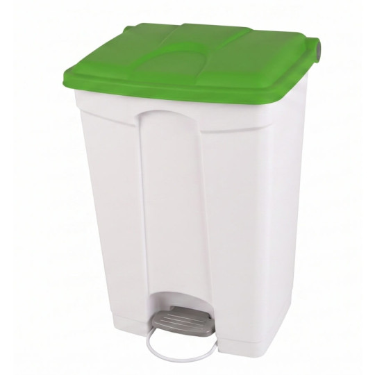 Poubelle plastique alimentaire à pédale 45L couvercle vert