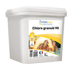 Chlore granulé piscine 90 % dissolution lente - Seau 25 kg
