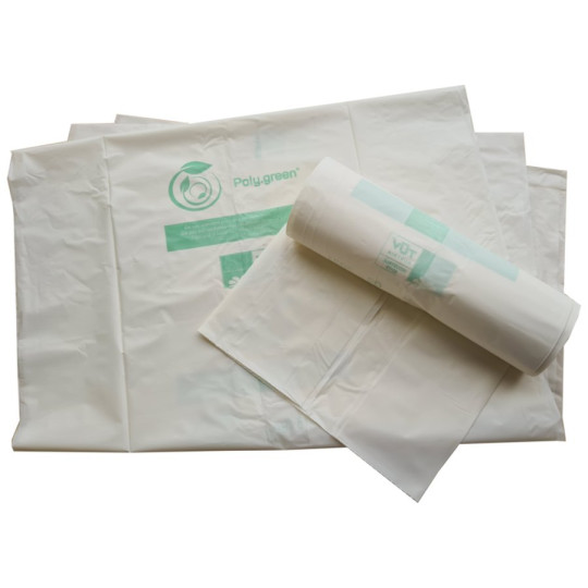 Sac poubelle biodégradable et compostable 60 L blanc - 28 µ - 250 unités