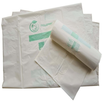 Sac poubelle biod&eacute;gradable et compostable 110L blanc - 36 &micro; - 100 unit&eacute;s
