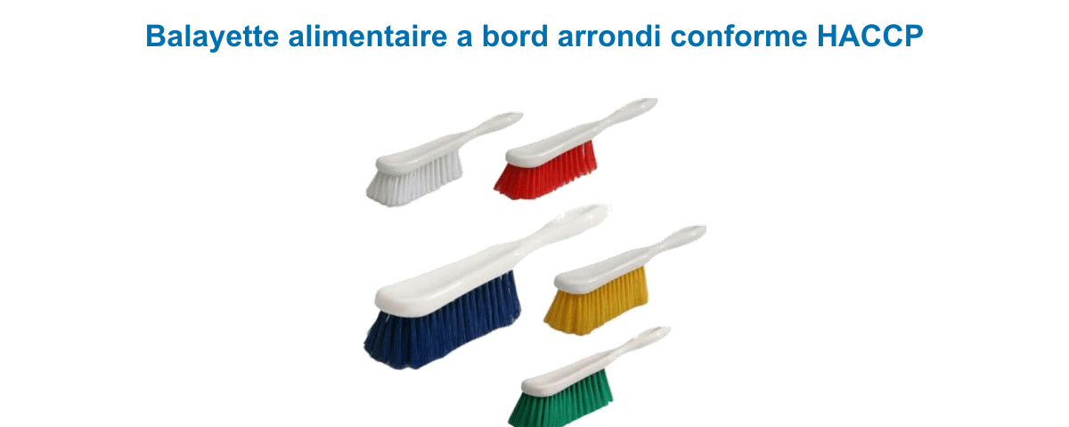 Balayette alimentaire Best Hygiène à bord arrondi, poils PBT et manche polypropylène, déclinée en cinq couleurs HACCP