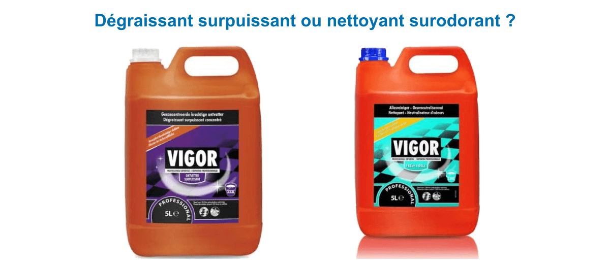 Vigor 5 L : dégraissant sol surpuissant concentré pH alcalin et nettoyant Fresh Force surodorant neutralisateur d'odeurs