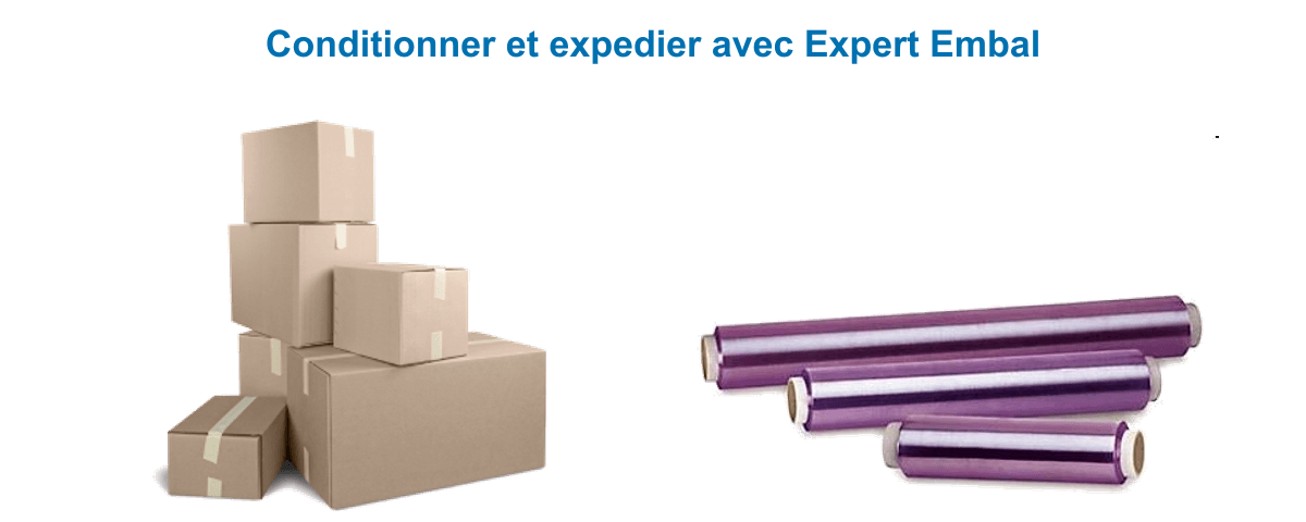 Caisses américaines en carton et film étirable Expert Embal pour le conditionnement et l'expédition de colis