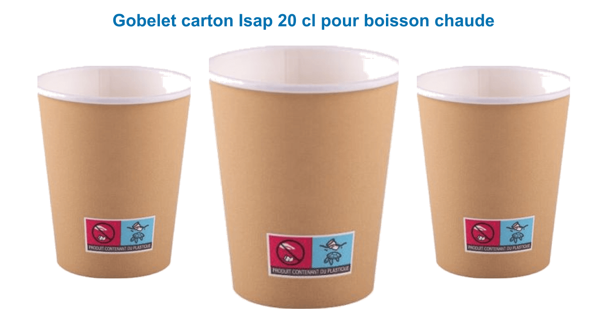 Gobelet carton Isap 20 cl pour boisson chaude, kraft biodégradable, certifié contact alimentaire HACCP