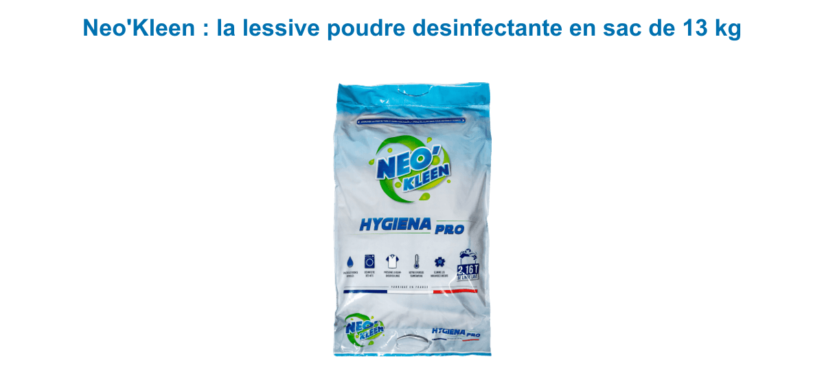 Lessive poudre désinfectante et détachante Neo'Kleen Hygiena Pro en sac de 13 kg