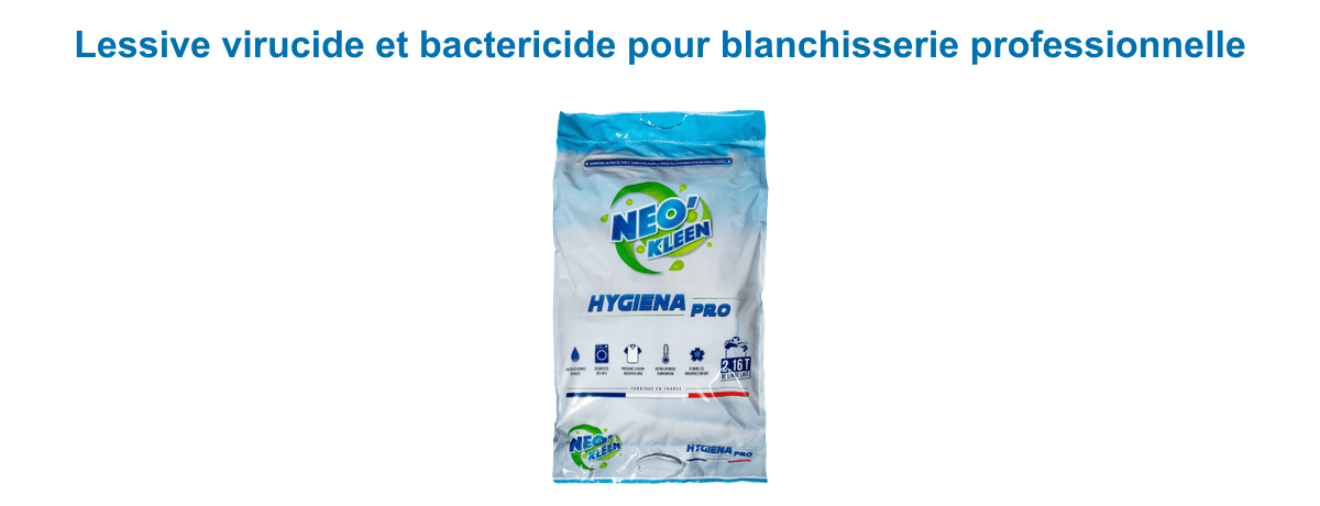 Lessive Neo'Kleen Hygiena Pro virucide et bactéricide pour blanchisserie professionnelle
