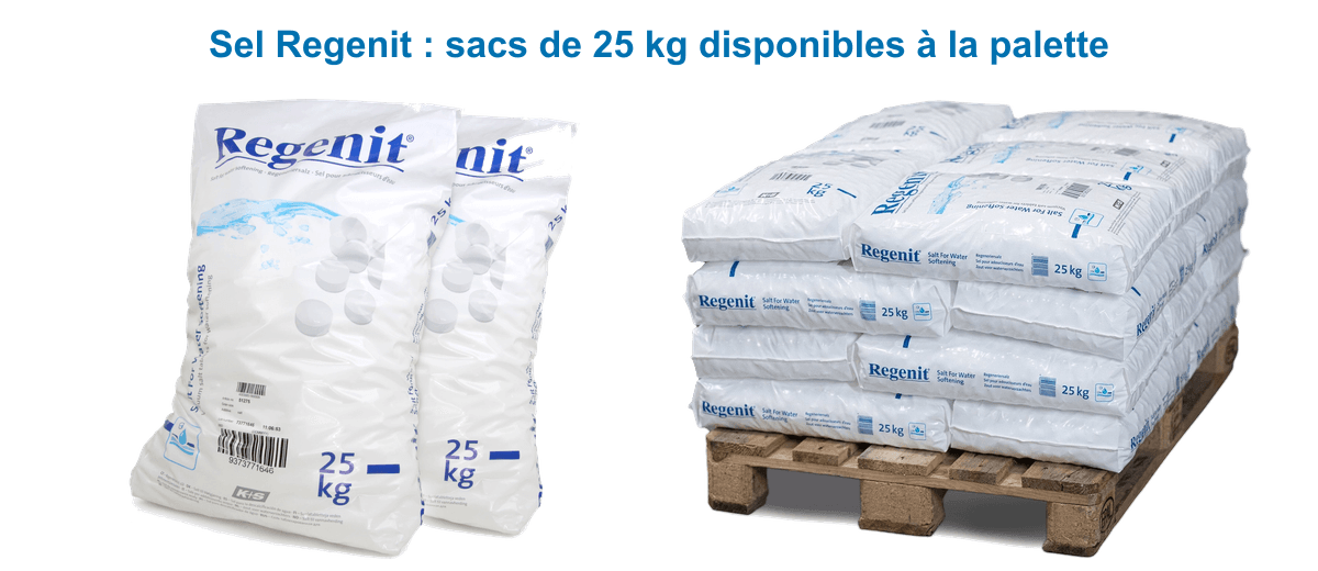 Sel Regenit en pastilles : sacs de 25 kg et conditionnement palette pour adoucisseurs d'eau